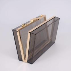 Wholesale Summer ladies Transparent Boxed Purse Crossbody Handbag Trendy women clear acrylic evening clutch bag 2024