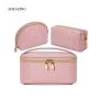 Brown Checkered Makeup Case Portable Pu Cosmetic  Makeup Bag Vegan Leather  Cosmetic Bag Travel Bag For Cosmetics