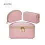 Brown Checkered Makeup Case Portable Pu Cosmetic  Makeup Bag Vegan Leather  Cosmetic Bag Travel Bag For Cosmetics