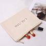 Custom Logo printing Canvas Zipper Makeup Brush Organizer Cosmetic Pouch Travel Cotton Zipper Bag