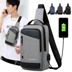 Oem Manufacturer Custom Casual Outdoor Man Bike Royal Blue Usb Charging Port Sling Shoulder Crossbody Chest Bag
