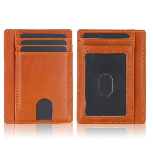 Personalized Custom Unisex Slim Leather Card Holder Wholesale Women And Men ID Window Rfid Blocking Card Holder Wallets