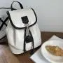 ZR599 New Women Bag Backpack Fashion Girl White Pleasure PU Leather Waterproof Schoolbag Female Flip Cover Versatile Travel Bag