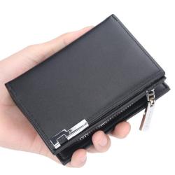 HR293 New Fashion Solid Color Wallets Men's Short Business Multi Card Money Clip Zipper Fashion ID Card Ticket Photo Bit Cli
