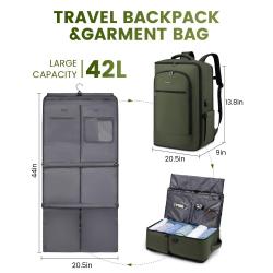 LOVEVOOK Convertible Backpack for Men with Shoe Bag large Hanging Suit Bag carry on luggage Airline Approved travel duffel bags