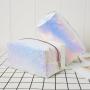 Wholesale Dazzling Color Laser PU Cosmetic Pouch Travel Portable Shiny Glitter Square Makeup Bag Waterproof