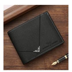 New men's wallet men's short wallet simple fashion multi-card space lychee grain horizontal splicing leather wallet