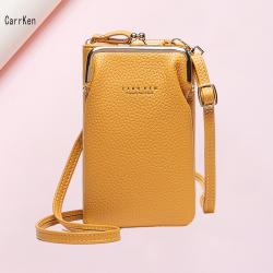 New Fashion Ladies Single Shoulder Crossbody Bag Pu Zipper Litchi Print Mobile Phone Bag Korean Multi-functional Mini Bag