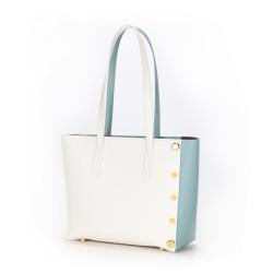 2024 Wholesale Genuine Leather Tote Bag For Women Luxury With Rivets Contrast Color