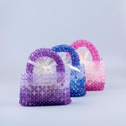 Fashionable gradient acrylic woven handmade beaded bag sac main femm sac