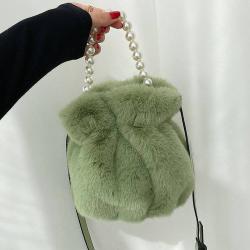 Wholesales Velvet China Supplier Fashion Bag Pearl Ladies Bags 2024 Clastic Bucket Latest Design Ladies Handbag