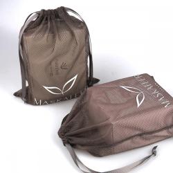 Custom Logo Printed Nylon Mesh Cosmetic Soap Drawstring Bag Mesh Gift Fruits Dust Pouch