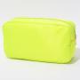Many stock  New hot pink  nylon cosmetic bag small MOQ Factory can be customized Neon make up bag with Chenille letter patches