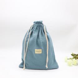 Custom Label Gauze Cotton Drawstring Bag For Shoe Large Soft Lining Velvet Cotton Gauze DustJewelry  Pouch