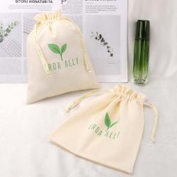 Good Quality Cotton Linen Drawstring Bag For Hat Clothing Sock Custom Logo Muslin Cotton Shopping Dust Pouch