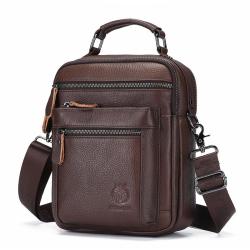 XL288 First Layer Cowhide Genuine Leather Men's Shoulder Bag Multi-layer Large Capacity Handbag Wear-resistant Durable Bag