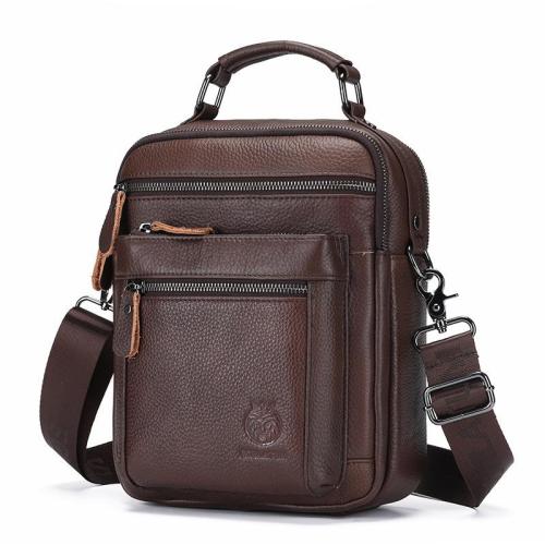 XL288 First Layer Cowhide Genuine Leather Men's Shoulder Bag Multi-layer Large Capacity Handbag Wear-resistant Durable Bag