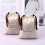 Custom Logo Printing Luxury Cotton Linen Jewelry Gift Soap Packaging Pouch Natural Recycled Dust Cotton Drawstring Bag