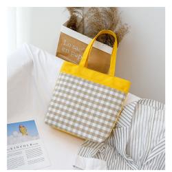 2023 New Plaid Canvas Shoulder Bag Fashion  High Quality  Handbags for Girls Fresh Literature Korean Fashion Shopping Bag
