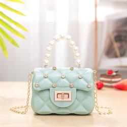 2022 New fashion women's shoulder bags single chain shoulder bag  pearls kid Candy PVC Jelly bags women handbags with diamonds