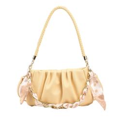 Small Design New Style Europe America Fashion Woman's Bag  Summer Chain Pu Leather Underarm Bag Popular High Sense Pleated Bag