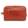 Portable travel cosmetic bag for men custom premium genuine leather makeup bag organizer with double zipper