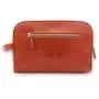 Portable travel cosmetic bag for men custom premium genuine leather makeup bag organizer with double zipper