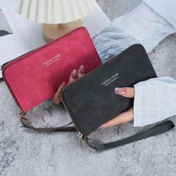 Hot Selling fashion clutch bag luxury money clip factory wholesale print long zipper solid color women's wallet purse woman