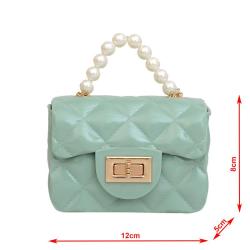2023 New Fashion Litter Girl single chain handbags shoulder bag  pearls kid Candy PVC candy Jelly kids bags for girls