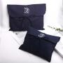 High Quality Blue Cotton Twill Envelope Dust Bag For Handbag Reusable Custom Logo Printed Clothes Shoe Packing Cotton Pouch