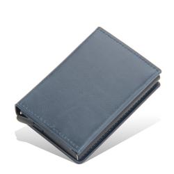 OEP005 Custom Smart Card Holder Aluminium Pop Up PU Leather Men Credit Card Holder RFID Wallet With Card Holder