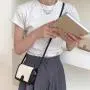 Summer Beach New Style Messenger Bag PU Leather Combined Canvas Mini Lipstick Wallet Cute Light Color Wallet For Women