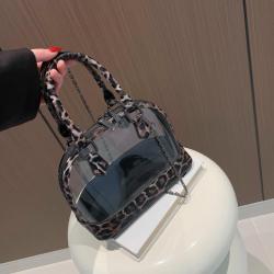 Fashion Chain Shoulder Bag Ladies Crossbody Bags Summer Hot Selling Leopard Clear PVC Shell Handbags