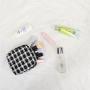 NNew Arrivals Women Fashion Personalized Embroidery Tweed Fabric Makeup Bag Custom Checked Paid Travel Pouch Makeup Organizer