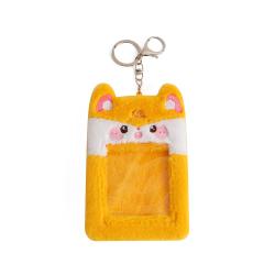 2023 Fashion Cute Kpop Custom Design Clear PVC Window Plush Embroidery Frog Photo Card Holder With Keychain