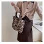 Winter personality large capacity popular new women's shoulder bag fashion leisure tote bag simple retro leopard velvet handbag