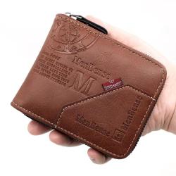 ZR941 Men's Short Wallet Retro Pu Wallet Horizontal Square ID Card Holder Purse Casual Business Coin Wallet Father's Day Gift