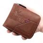 ZR941 Men's Short Wallet Retro Pu Wallet Horizontal Square ID Card Holder Purse Casual Business Coin Wallet Father's Day Gift