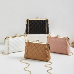 Embroidery clip bag 2024 ladies handbags women's shoulder bag Korean fashion diamond lattice chain cosmetic bag