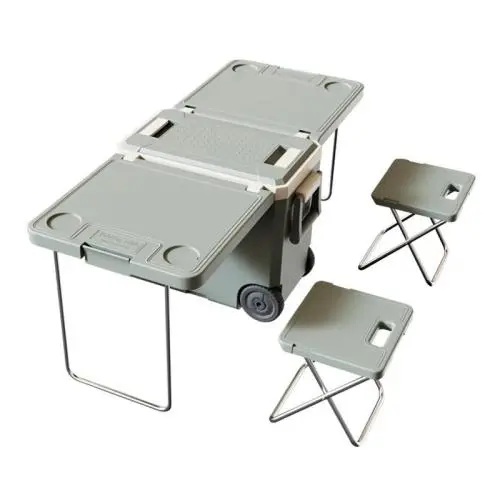 32L Multi-functional picnic ice insulated cooler box with handle and wheels and table and chairs