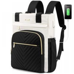 LOVEVOOK Quilted Wide Top Open Teacher Nurse Tote Purse 15.6 Inch Business school bookbag Fashion Laptop Backpack Bags for Women