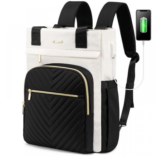 LOVEVOOK Quilted Wide Top Open Teacher Nurse Tote Purse 15.6 Inch Business school bookbag Fashion Laptop Backpack Bags for Women