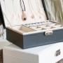 KBW685  Double Large Capacity PU Jewelry Box Portable Leather Jewelry Storage Necklace Ring Watch Storage Box