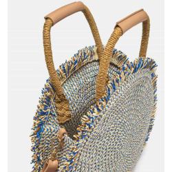 Wholesale 2024 Fashion leather fringe straw woven round bag Beach Bags Women's handbag shoulder Bag