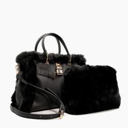 Custom Fashion Tote Bags Ladies Spring Pu Leather And Fluffy Women Handbags Large Capacity Shoulder Bag