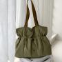 Factory customized shoulder bag external pocket drawstring shopping bag Japanese nylon large capacity tote bag