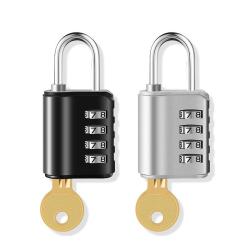 HR198 Zinc Alloy 4-digit Digital Password Lock with Key Dual Channel Management Password Key Padlock Luggage Compartment Lock