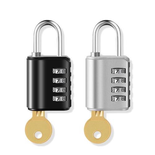 HR198 Zinc Alloy 4-digit Digital Password Lock with Key Dual Channel Management Password Key Padlock Luggage Compartment Lock