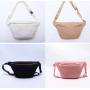 Keymay High Quality Multi-color DIY Personalized Varsity Letter Patches Plush Fanny Pack Belt Bag Sherpa Bum Bags for Women