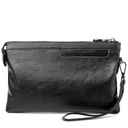 Custom Logo High Quality Luxury Leather Men Envelope Purse Fashion Designer Wristlets Bags Clutch Wallet for Men